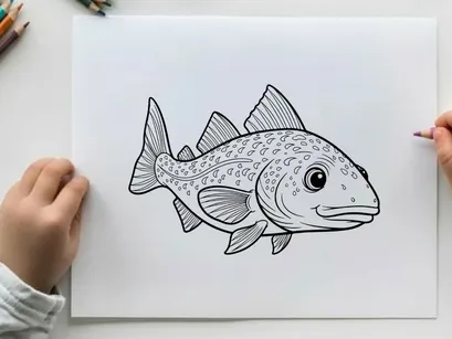 Striped bass fish swimming vector illustration flat design