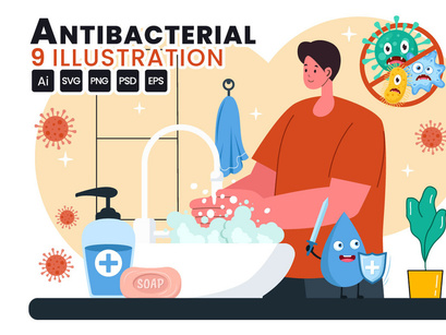 9 Antibacterial Vector Illustration