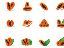 Textured Orange Fruit Design Papaya Logo, Papaya Tree Brand Product Label Vector, Fruit Market