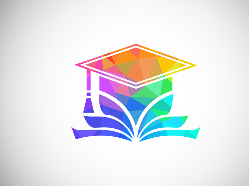 Modern low poly style education logo design, Geometric, and triangle book logo icon sign symbol.