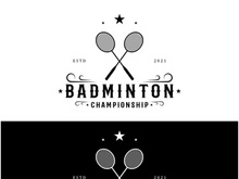 Modern Badminton logo design with Dynamic Shuttlecock and Racket, for championship, sport, sports shop, badminton school, business, company, tournament