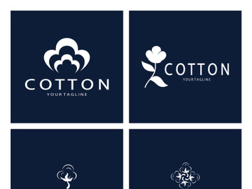 Soft natural organic cotton flower plant logo for cotton plantations, industries,business,textile,clothing and beauty,vector preview picture