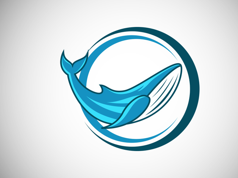 Whale in a circle. Fish logo design template. Seafood restaurant shop Logotype concept icon.