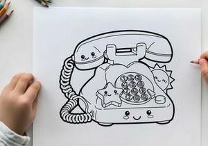 Retro pizza phone call vector illustration flat design
