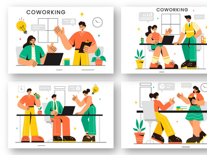 12 Coworking Business Illustration