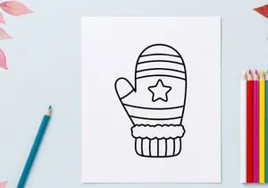 Luva de Natal desenhada à mão com decoração de estrela para designs de comemoração festiva