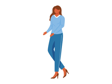 Standing woman flat vector illustration preview picture