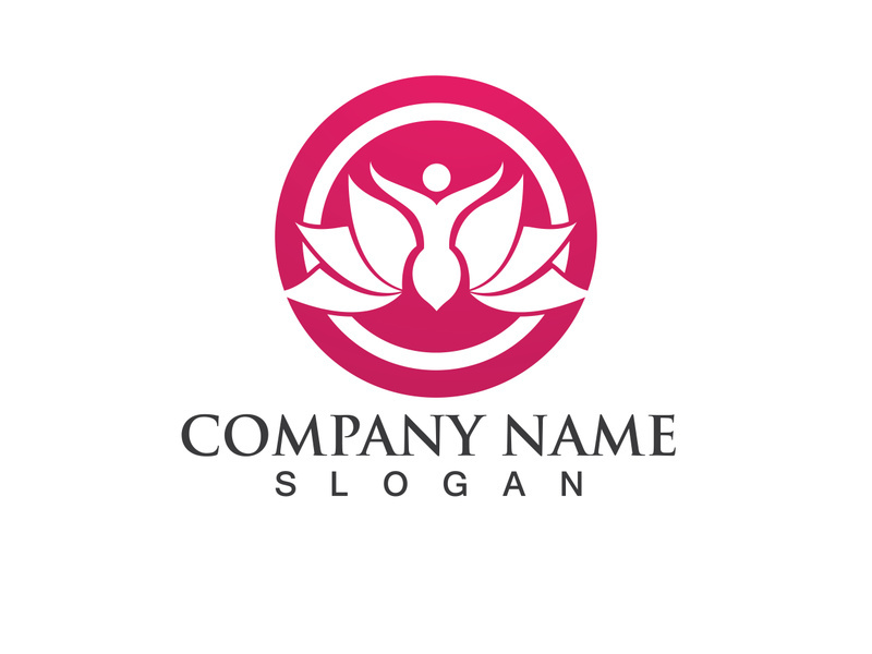 People yoga health in lotus flower logo