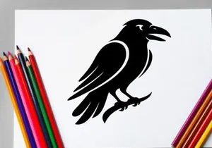 Black Crow Silhouette Illustration for Nature and Wildlife Themes