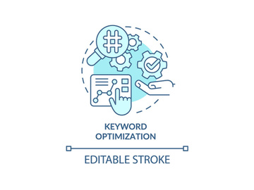 Keyword optimization turquoise concept icon preview picture
