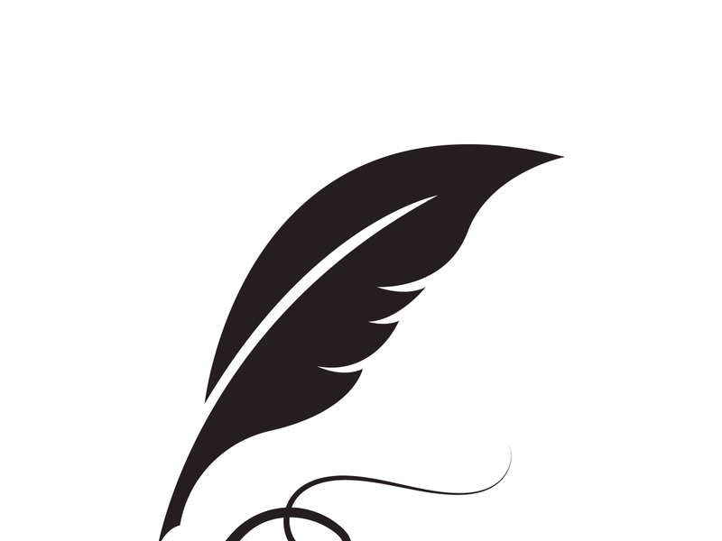 Feather quill design icon and logo illustration classic stationery