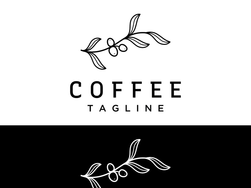 Coffee bean logo design with retro outline.