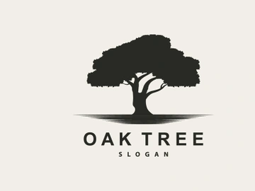 Oak Tree Logo, Nature Tree Plant Vector, Minimalist Simple Design preview picture
