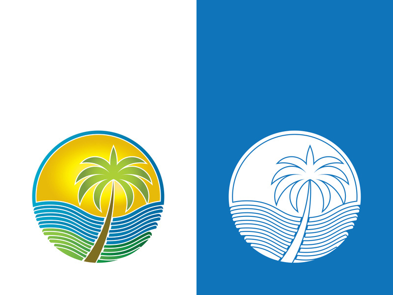Palm tree summer logo template vector illustration