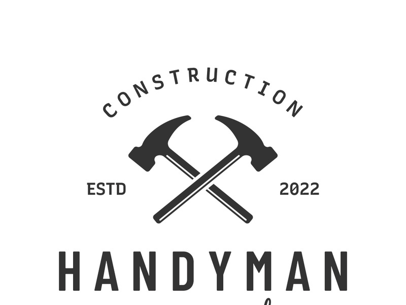 Vintage retro crossed hammers logo.