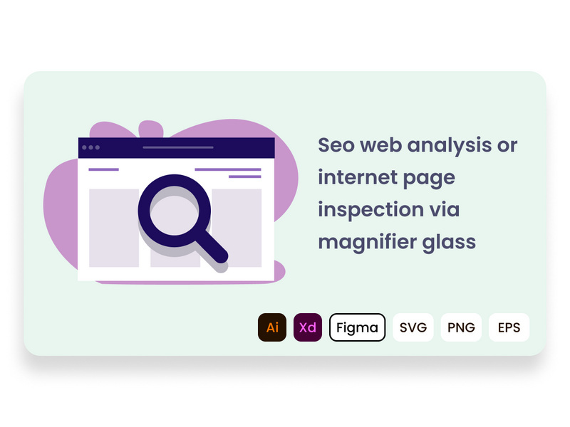 SEO web analysis or internet page inspection via magnifier glass.