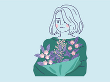 Line art portrait of a girl. An avatar. Vector flat illustration