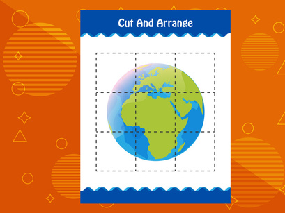 10 Pages Cut and arrange with a planet worksheet for kids. Educational game for children