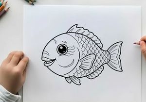 Cute smiling fish cartoon vector illustration flat design