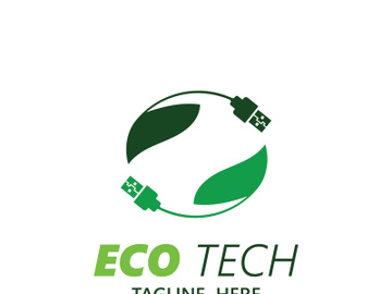 Eco technology business vector design modern. Nature technology logo with leaf and circuit tech minimalist vector illustration preview picture