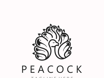 Peacock logo line art elegant concept icon design template flat vector illustration preview picture