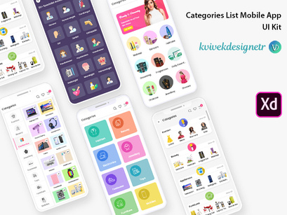 Categories List Mobile App UI Kit