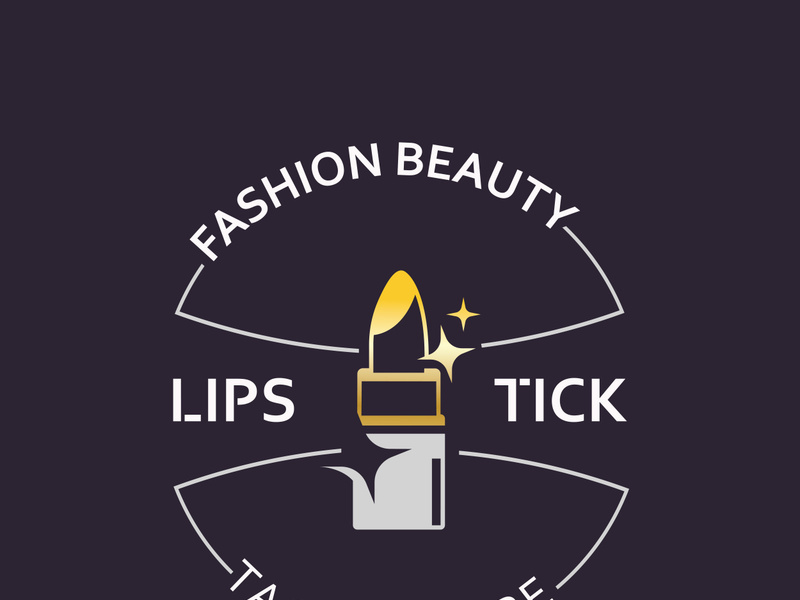 Lipstick logo design for makeup fashion shop and beauty vector cosmetic design template
