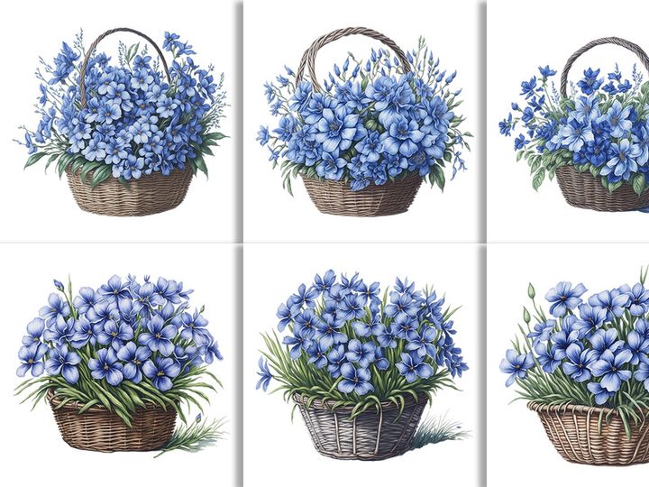 Watercolor Floral Flower Basket Design