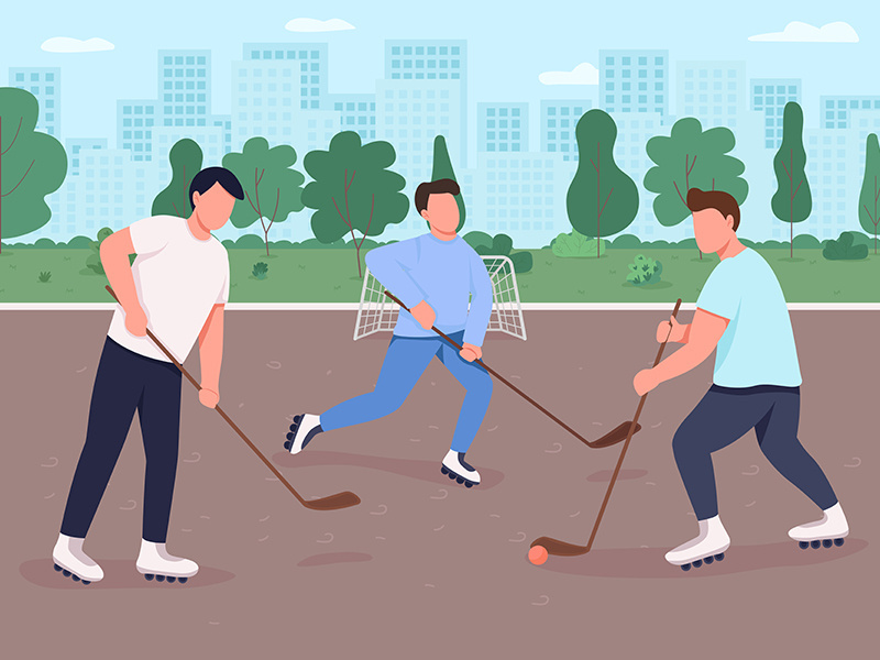 Field hockey flat color vector illustration