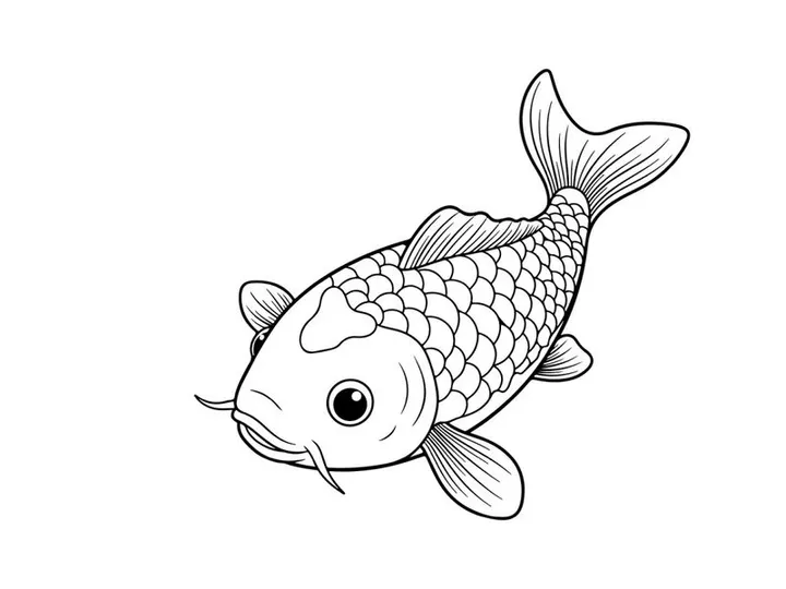 Cute koi fish swimming vector illustration flat design