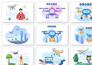 22 Drone with Camera Remote Illustration