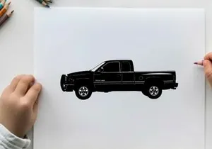 Silhouette of a pickup truck in profile view