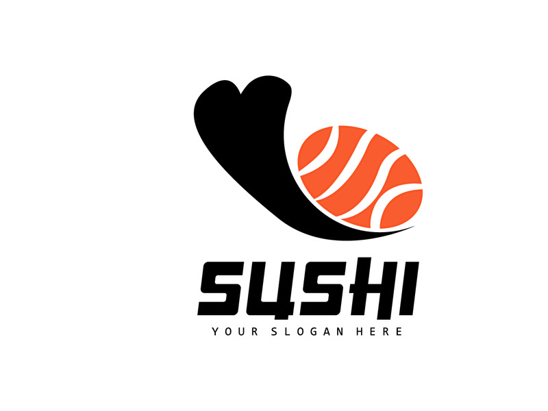 Sushi Logo, Japanese Food Sushi Seafood Vector