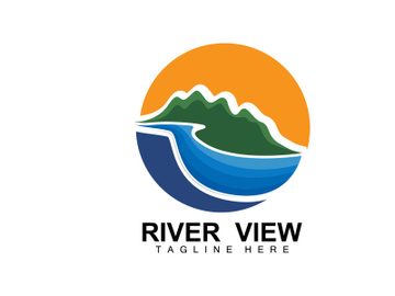 River Logo Design, River Creek Vector, Riverside Illustration With A Combination Of Mountains And Nature, Product Brand preview picture