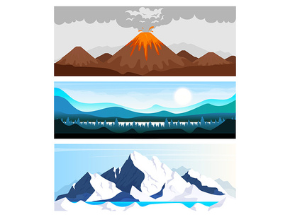 Mountains and jungles landscape illustration bundle
