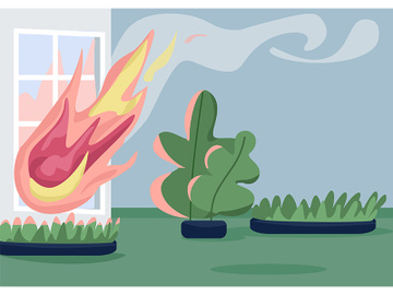 House on fire flat color vector illustration preview picture