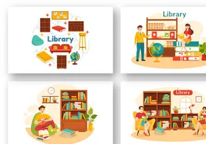 12 Library Vector Illustration