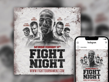 Free Retro Border Bold Fight Night Instagram Post Template preview picture
