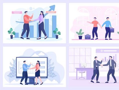 16 Two Businessmen Reach a Deal Shaking Hands Vector