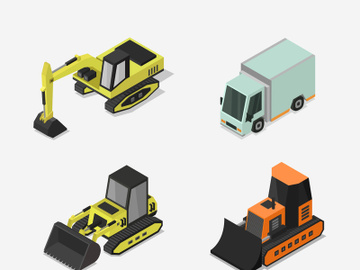Set of isometric means of transport preview picture