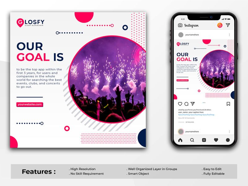 Modern minimal trendy shaped social media template Premium PSD