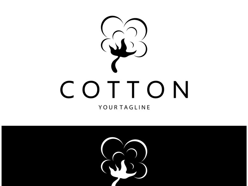 Soft natural organic cotton flower plant logo for cotton plantations, industries,business,textile,clothing and beauty,vector