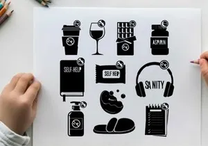 Silhouette icons for mental health and self care silhouette
