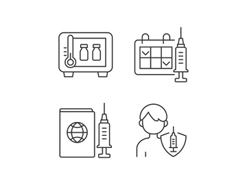 Vaccine shot linear icons set preview picture