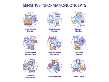 Sensitive information concept icons set preview picture