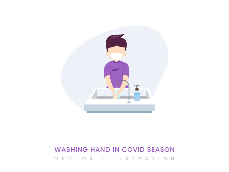 Washing hand in Covid season vector illustration