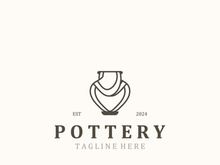 Pottery logo design handmade, creative traditional mug craft concept inspiration nature workshop