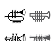 Musical instrument simple icon trumpet for jazz music logo design