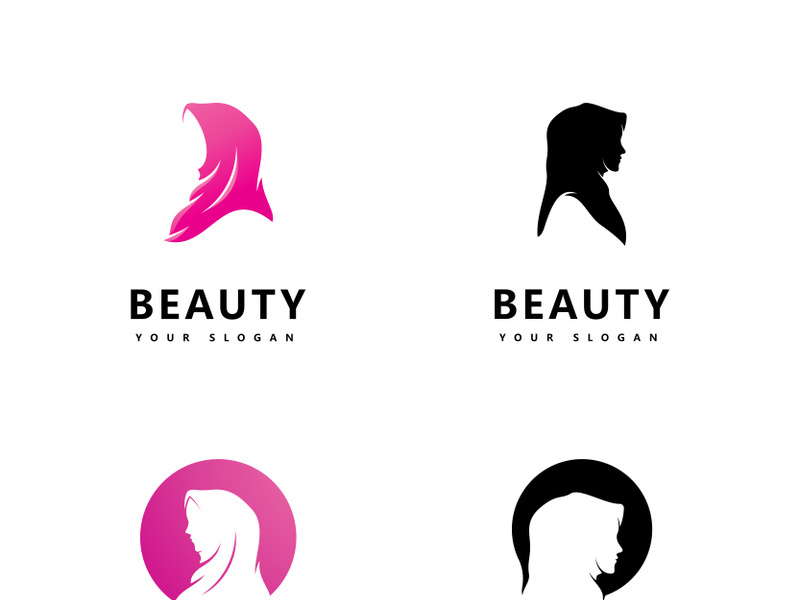 Muslim hijab logo vector template