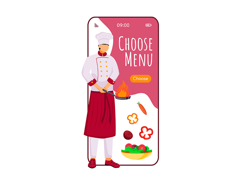 Choose menu cartoon smartphone vector app screen